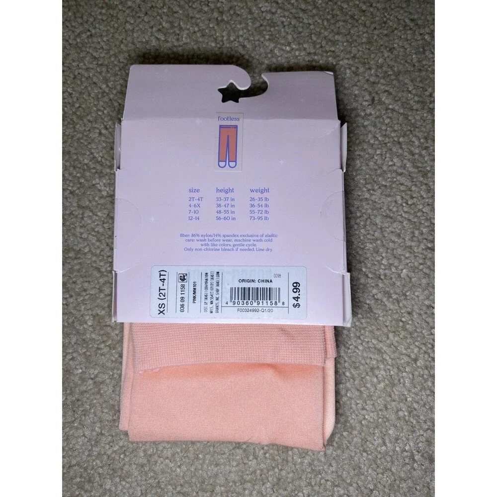 More Than Magic Girls' Dance Light Pink Footless Tights Size XS (2T-4T) ~ NEW